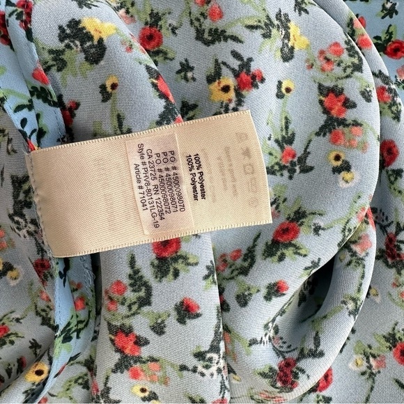 Little Moon Blue Elm Floral Wrap Midi Wrap Women Longsleeves Ruffle Dress Sz XXS - Picture 15 of 16